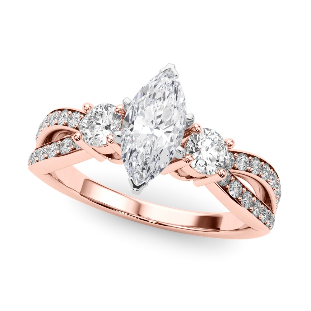 6 Prong Set Natural Diamond  Engagement Ring