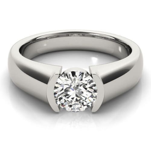 Half Bezel Natural  Diamond Ring