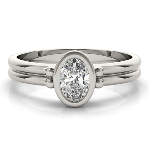 Bezel Natural Diamond  Engagement Ring
