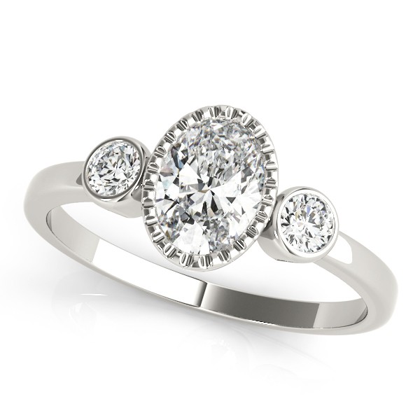 Milgrain Set Natural Diamond  Engagement Ring