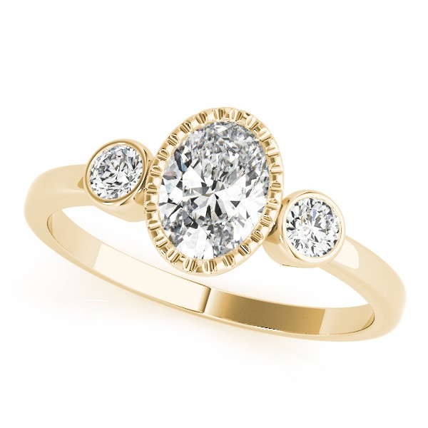 Milgrain Set Natural Diamond  Engagement Ring