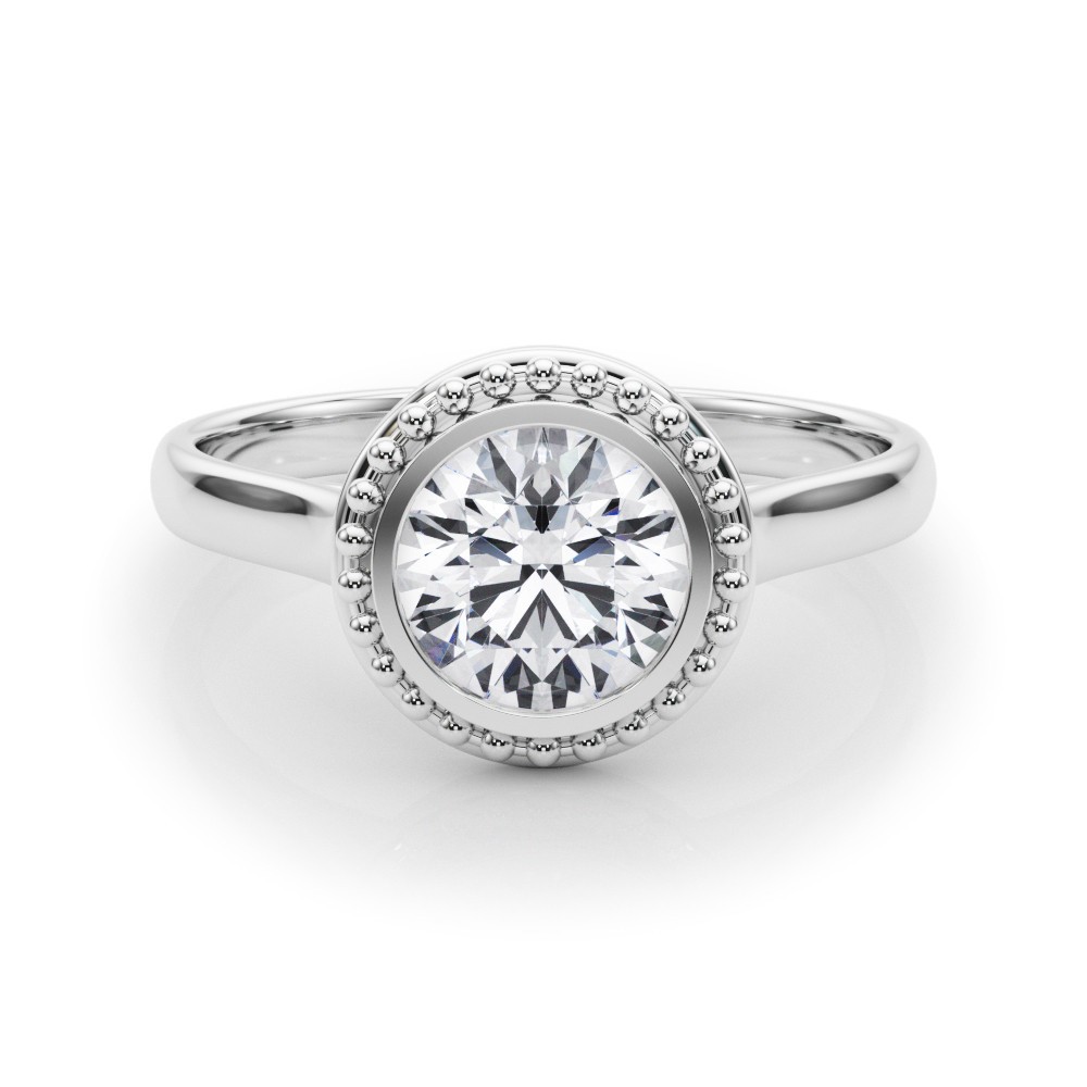 Bezel Natural Diamond  Engagement Ring