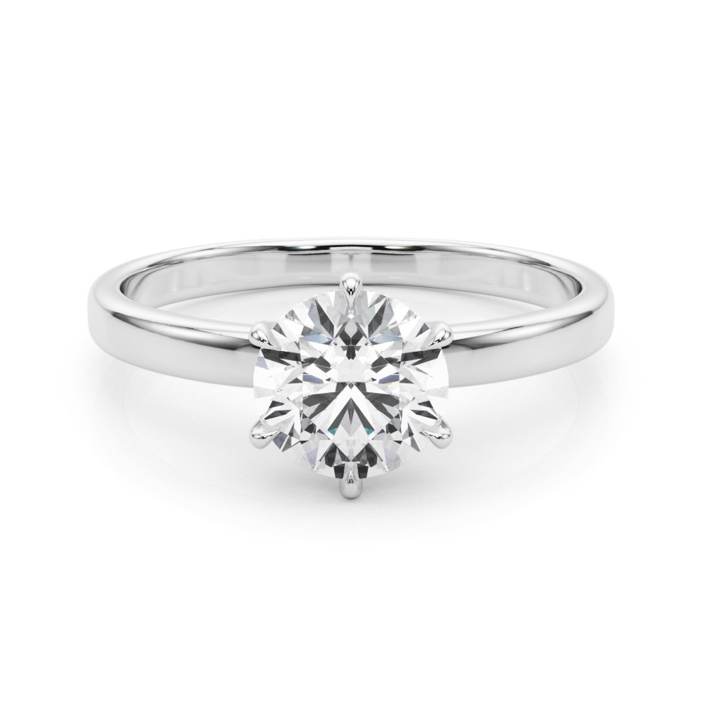 6 Prong Natural Diamond  Engagement Ring