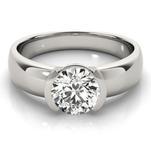 Half Bezel Natural  Diamond Ring