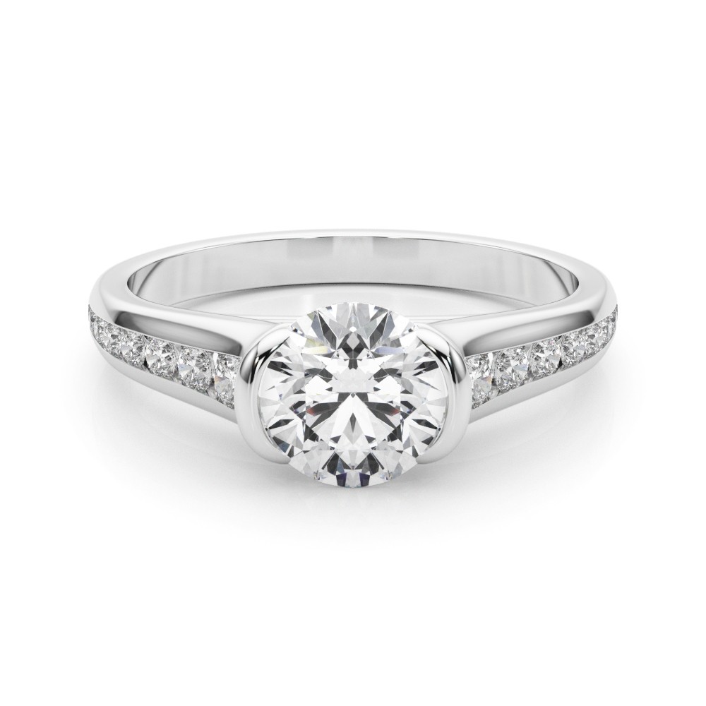 Bezel Set Natural Diamond  Engagement Ring
