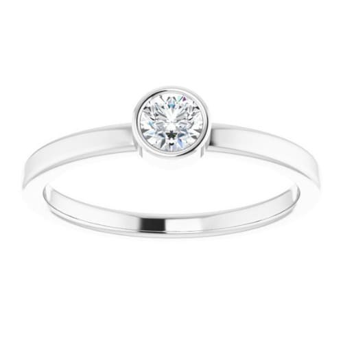 Bezel Natural Diamond  Engagement Ring