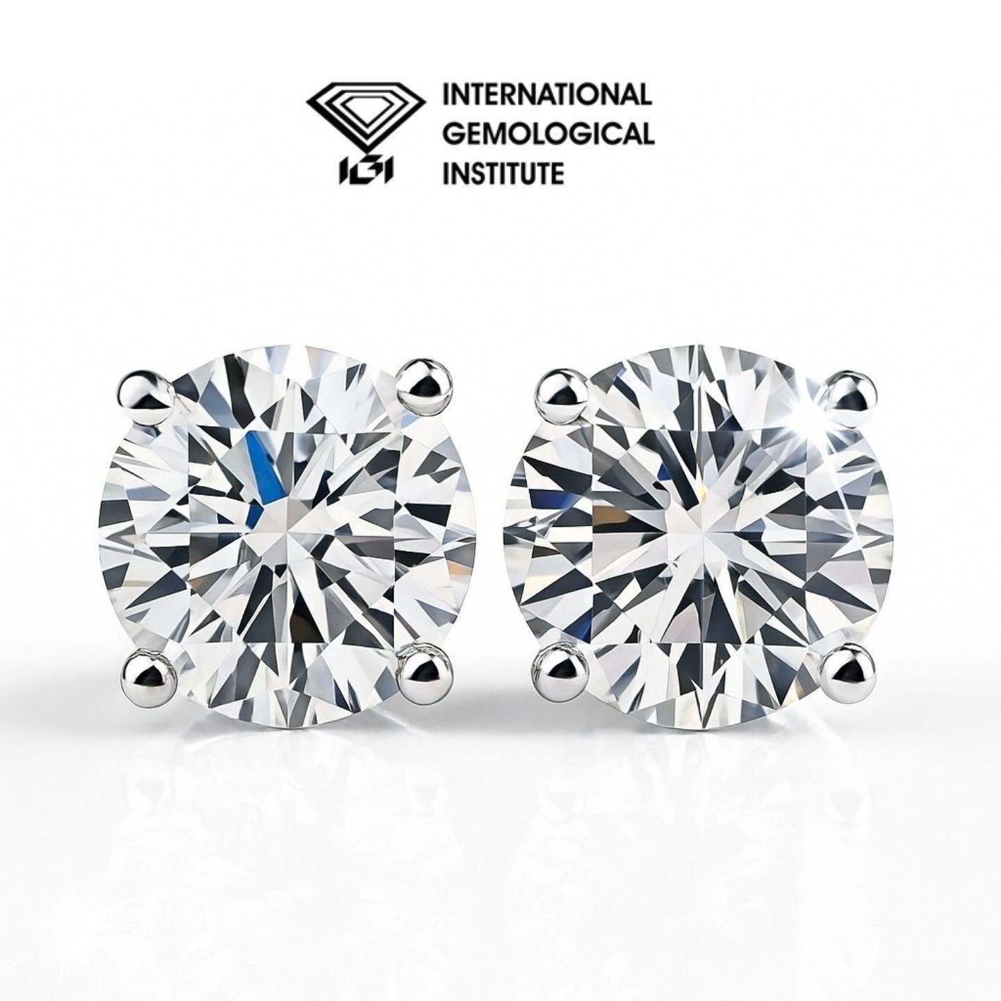 Lab-Created Prong Set  Diamond Earrings