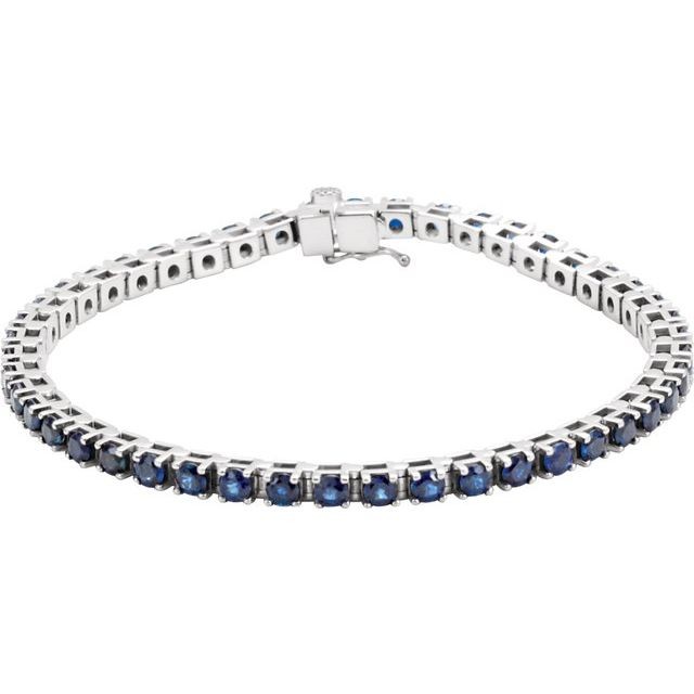 6.10 Carat Blue Sapphire  Diamond Bracelet