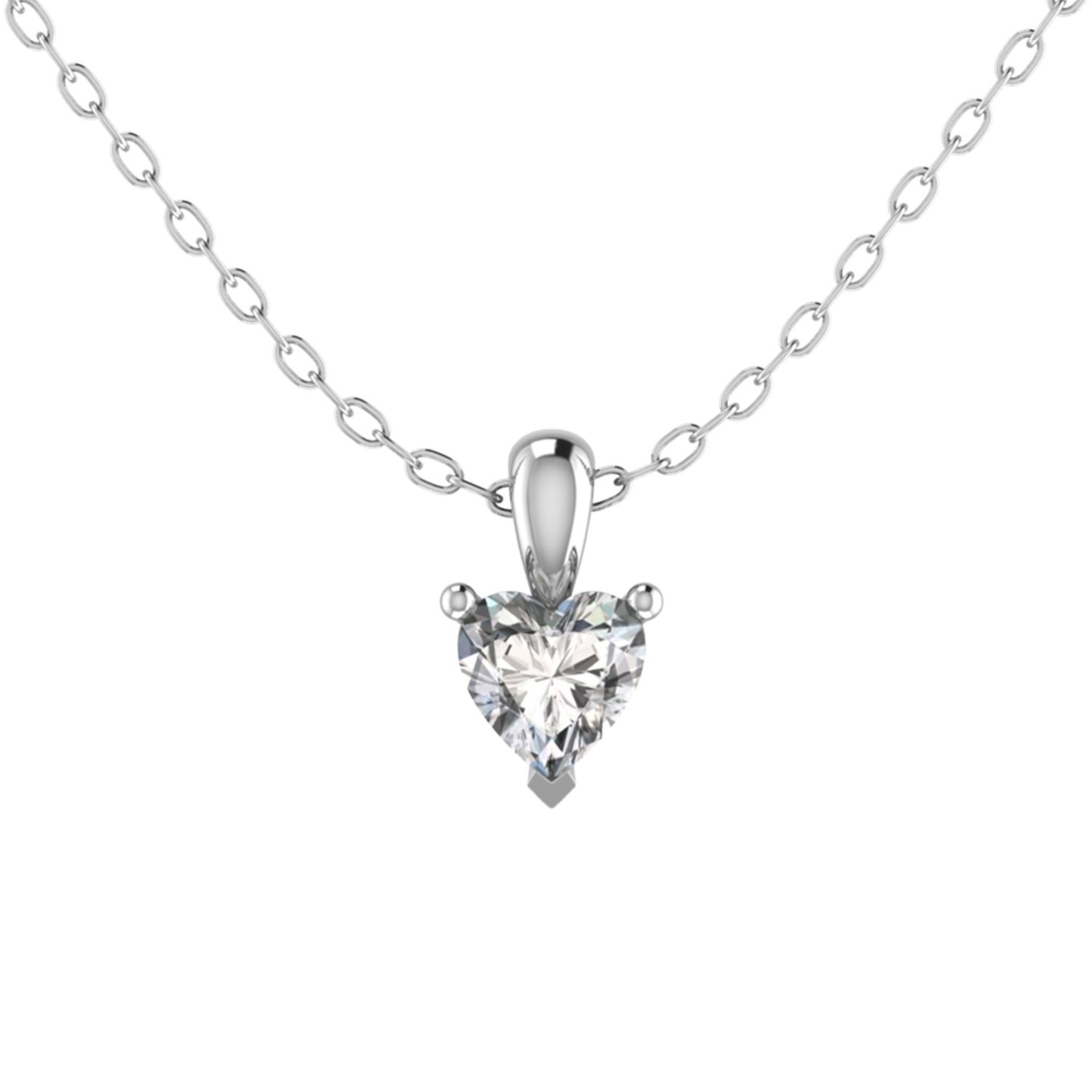 3 Prong Setting 0.50 ct Natural Diamond  Necklace