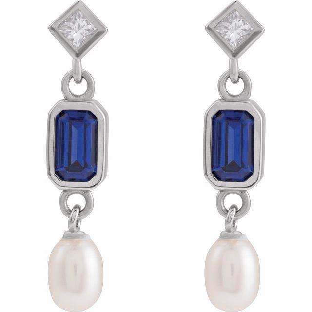 Talie Blue Sapphire  Diamond Earrings