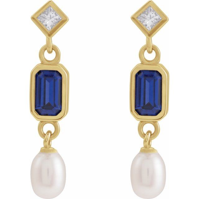 Talie Blue Sapphire  Diamond Earrings