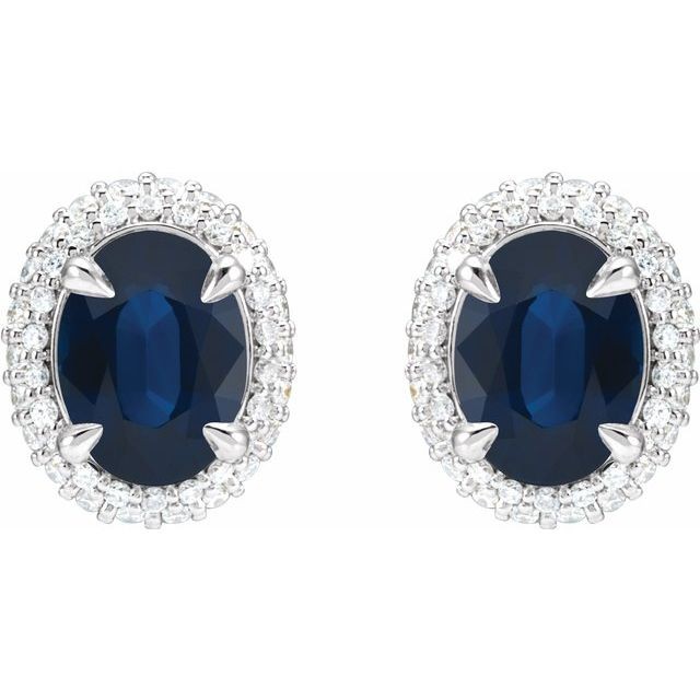 Teila Blue Sapphire  Diamond Earrings