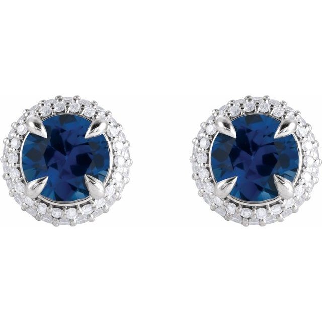 Tammara Blue Sapphire  Diamond Earrings