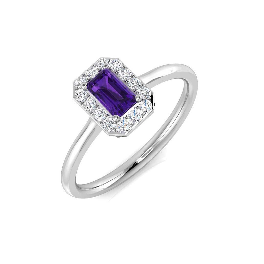4 Prong Set Amethyst lalutest6  Diamond Ring