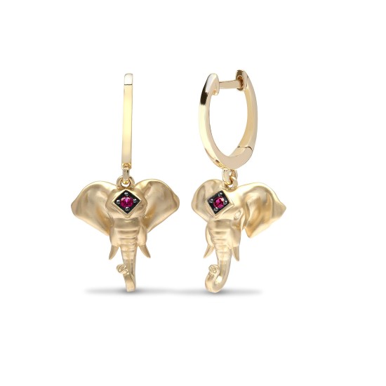 Keitha Natural Ruby Bezel Set  Diamond Earrings