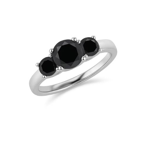 Feronas Black Diamond 4 Prong Engagement Ring