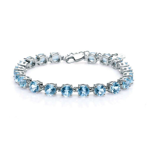 Roanna 7.00 Carat Aquamarine 4 Prong  Diamond Bracelet