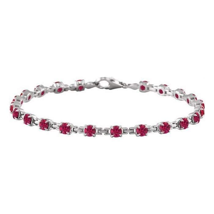 11.00 Carat Round Ruby Tennis Bracelet With 4 Prong Setting