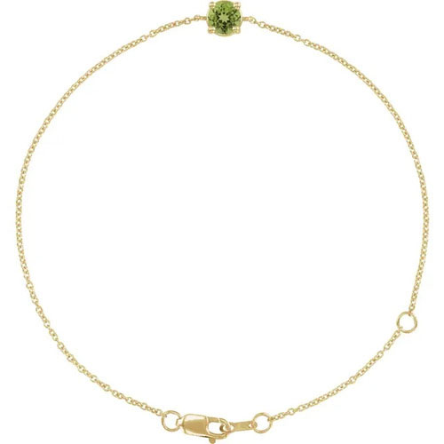 Rosary Peridot 4 Prong  Diamond Bracelet