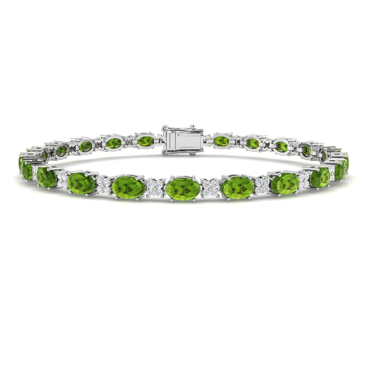 Jenovan Peridot Prong Set  Diamond Bracelet