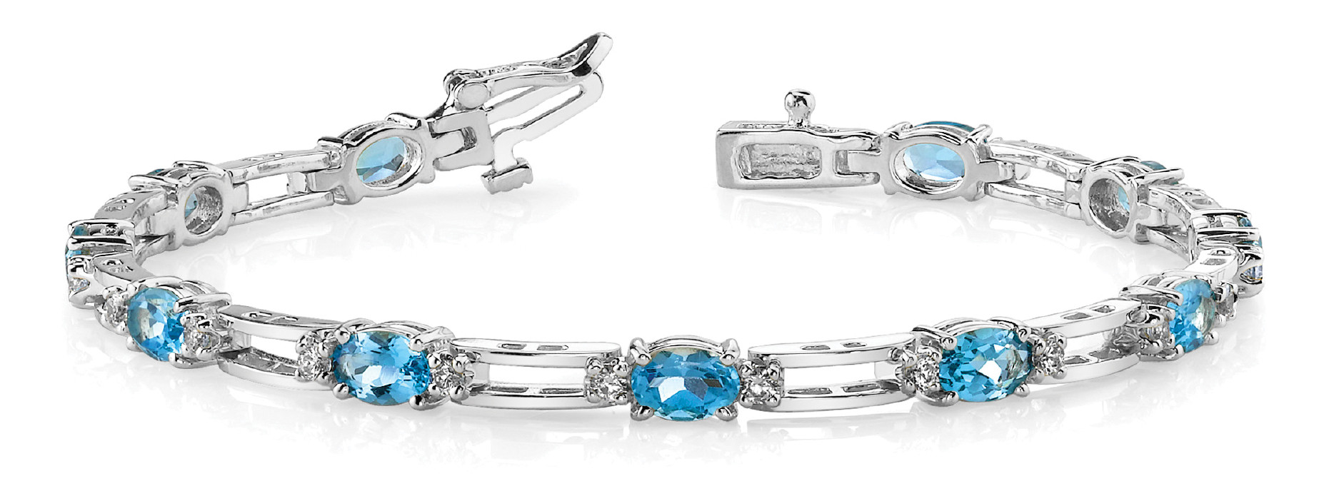 Valeria Aquamarine 4 Prong Set  Diamond Bracelet