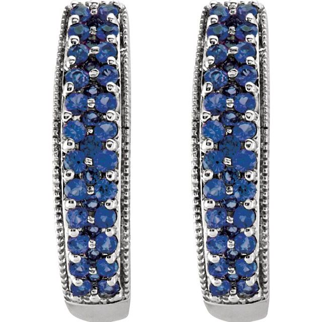 Hilli Blue Sapphire Pave Set  Diamond Earrings