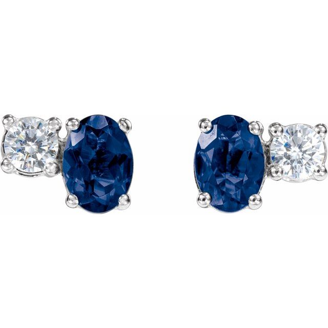 Tariana Blue Sapphire  Diamond Earrings