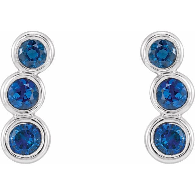 Huetta Blue Sapphire Bezel Set  Diamond Earrings
