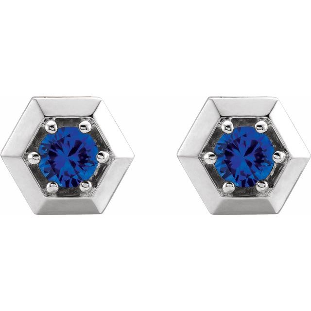 Hugga Blue Sapphire 6 Prong  Diamond Earrings