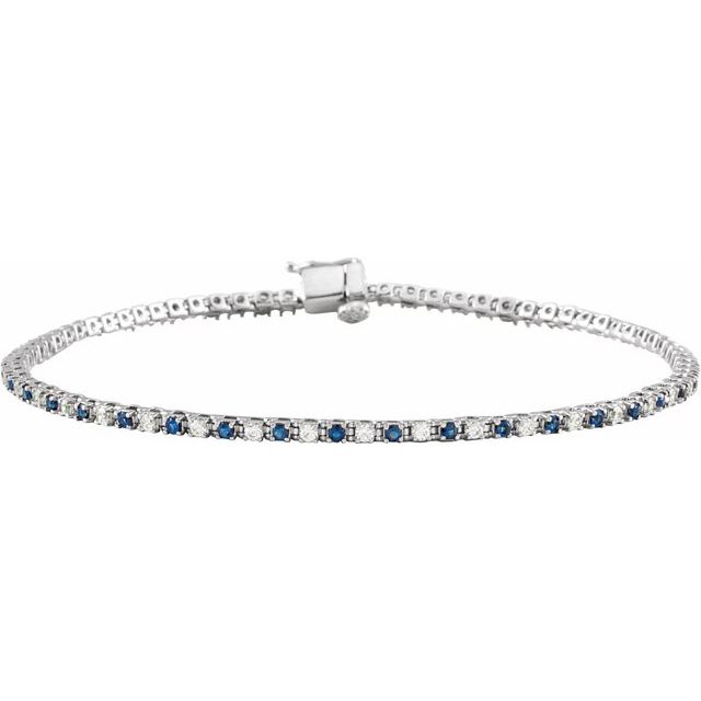 Tanyka 1.56ct Blue Sapphire and Diamond Round Cut Tennis Bracelet