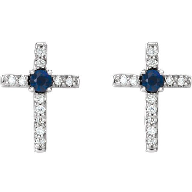 Greta Blue Sapphire 4 Prong Set  Diamond Earrings
