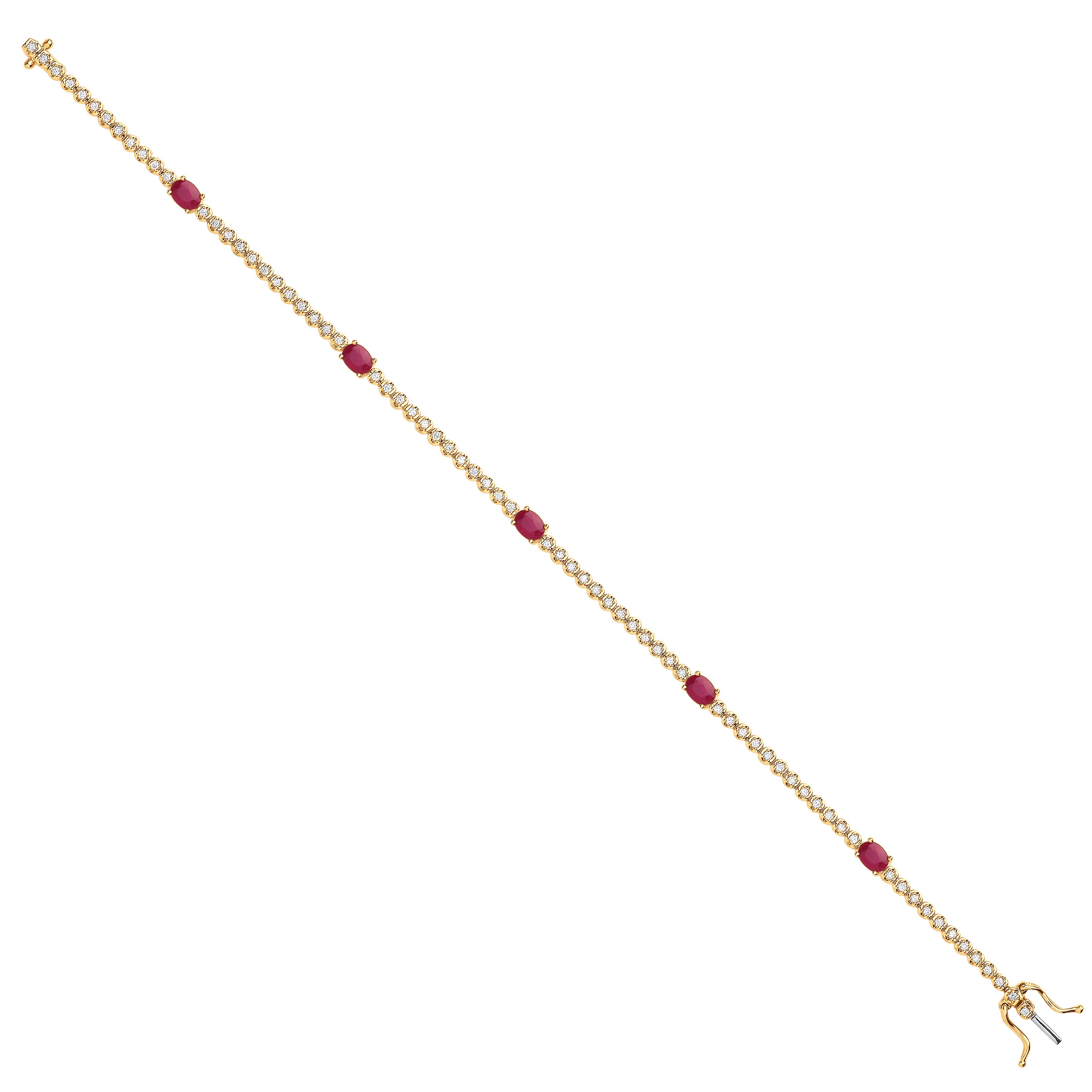 Shelley Lab Grown Ruby 4 Prong  Diamond Bracelet