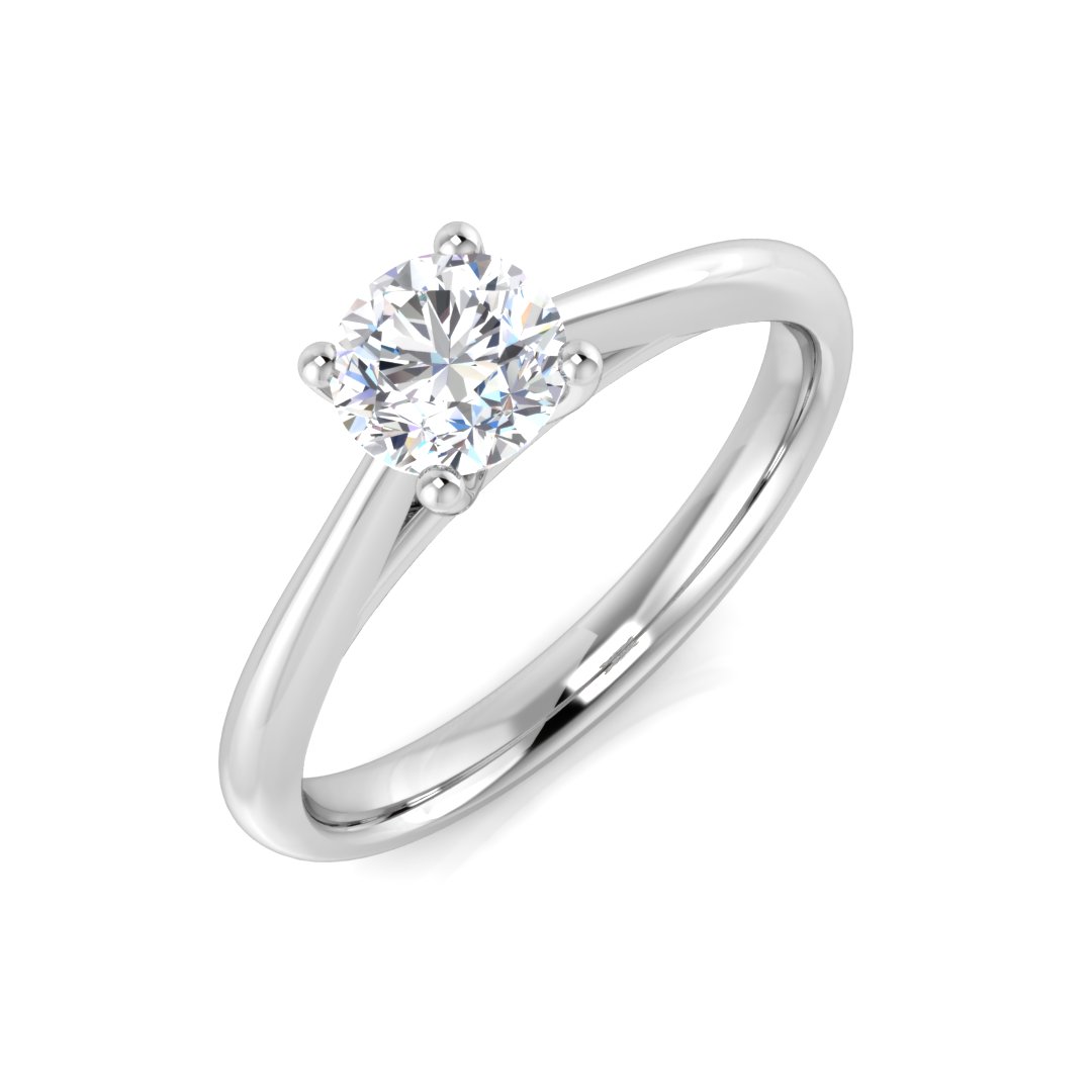 4 Prong Set Natural Engagement Diamond Ring