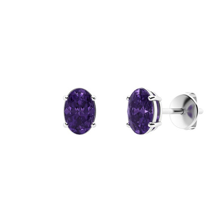 Gaelyn Amethyst 4 Prong Set  Diamond Earrings
