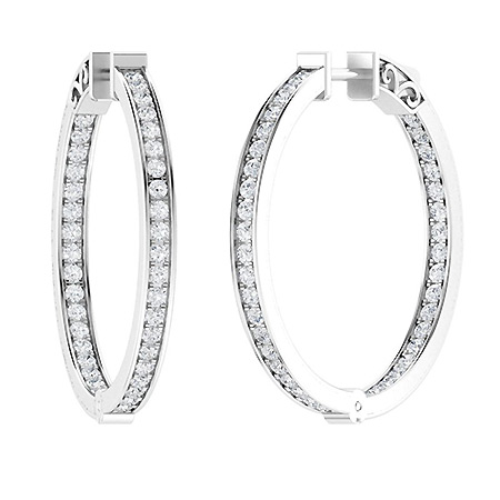 Kailey 0.50 - 2.95 Carat Natural Channel Set  Diamond Earrings