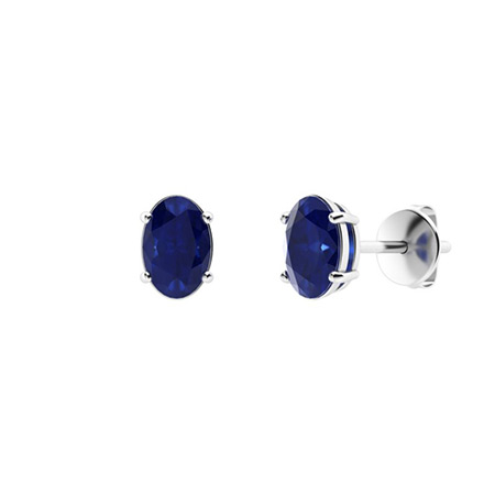 Geraldine Blue Sapphire 4 Prong Set  Diamond Earrings
