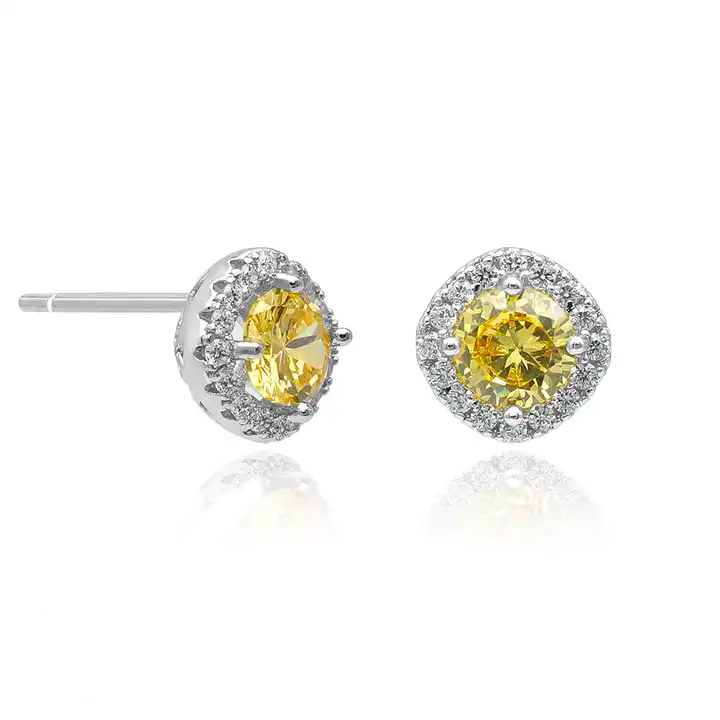 Helen 0.60 - 3.00 Carat Yellow 4 Prong Set  Diamond Earrings