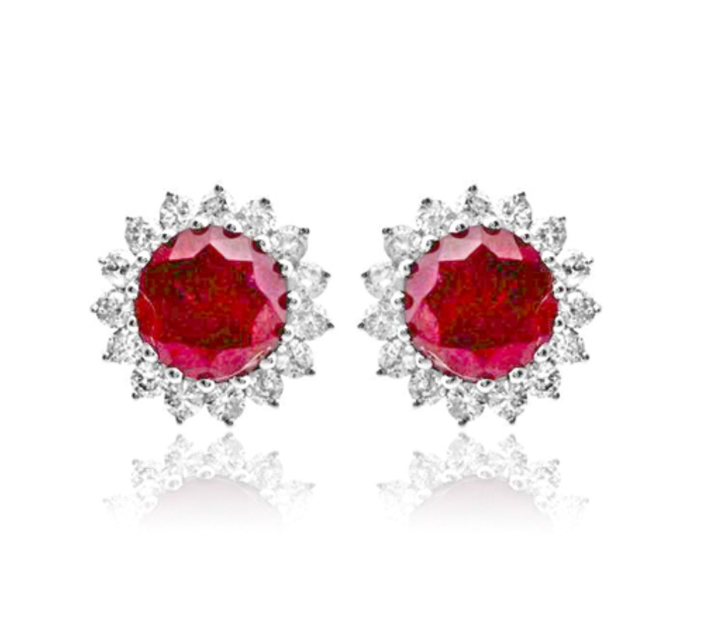 Antina Natural Ruby  Diamond Earrings