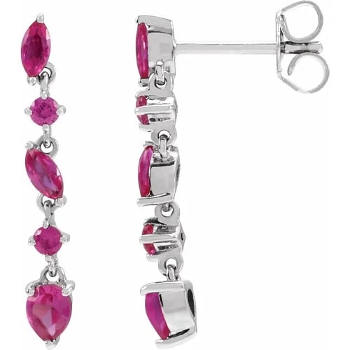 Harrietta Natural Ruby Prong Set  Diamond Earrings