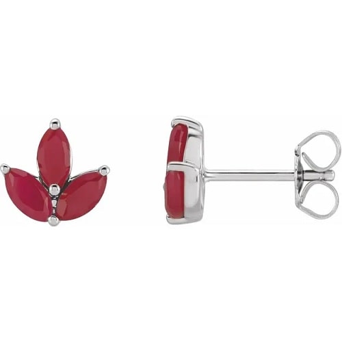 Hariea Natural Ruby Prong Set  Diamond Earrings