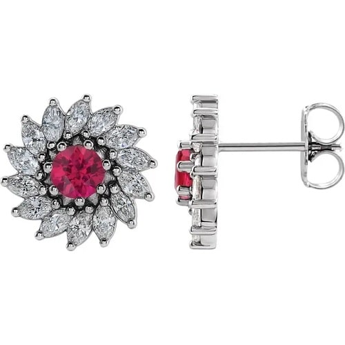 Faele Natural Ruby Claw Set  Diamond Earrings