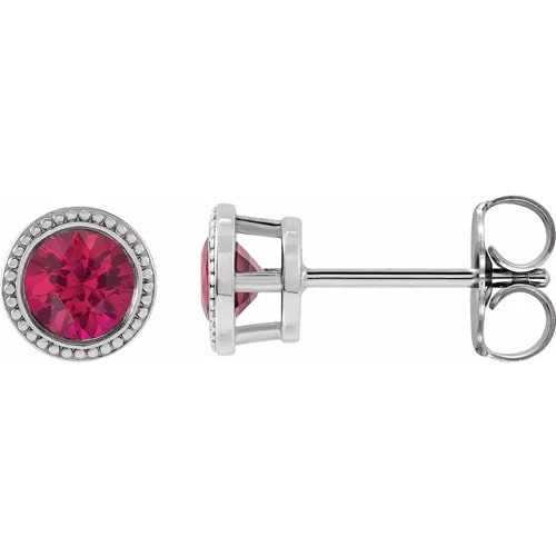 Haverly Natural Ruby Bezel Set  Diamond Earrings