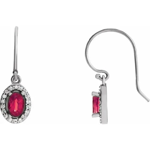 Heatris Natural Ruby 4 Prong Set  Diamond Earrings