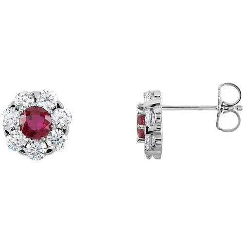 Hedde Natural Ruby 6 Prong  Diamond Earrings