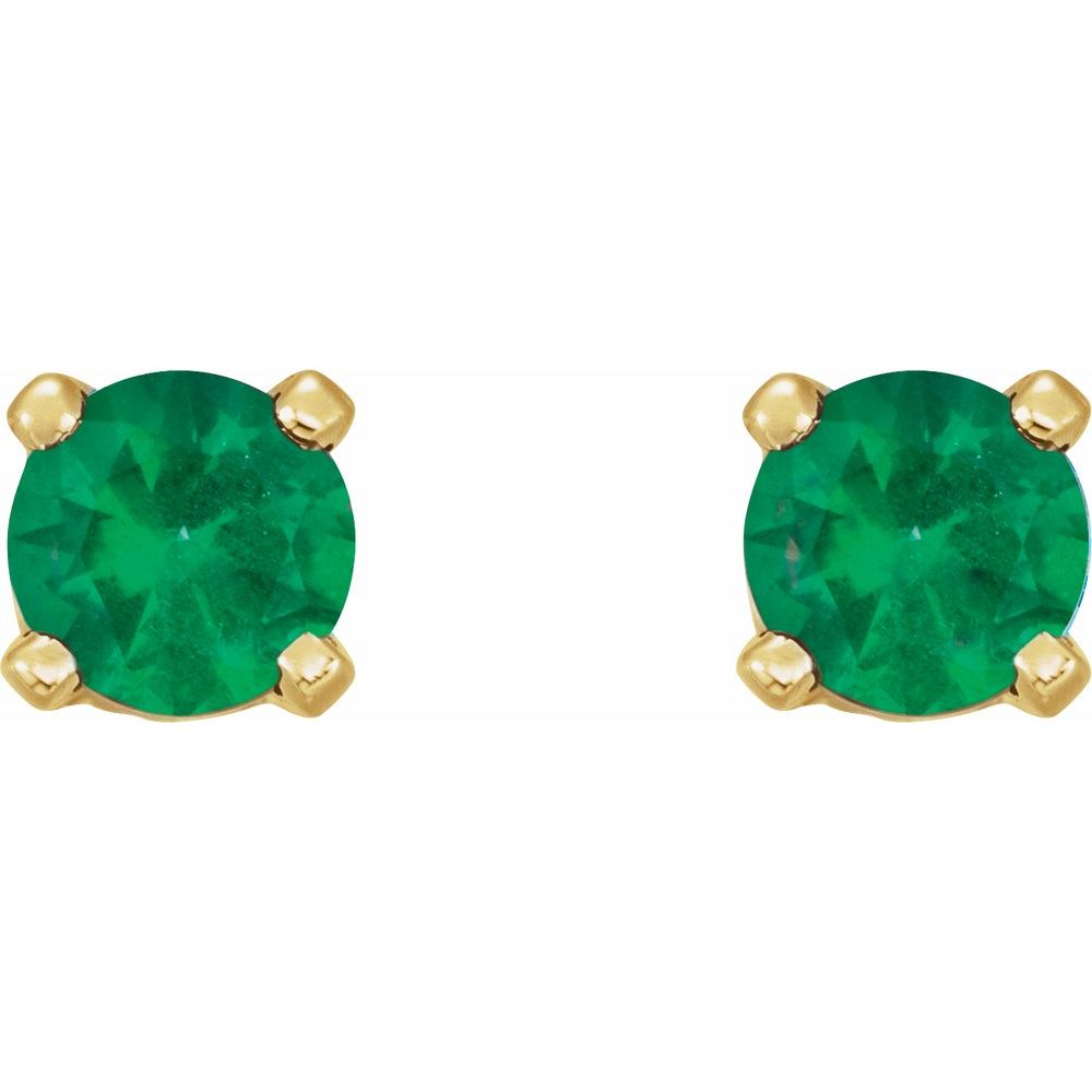 Herel Emerald 4 Prong Set  Diamond Earrings