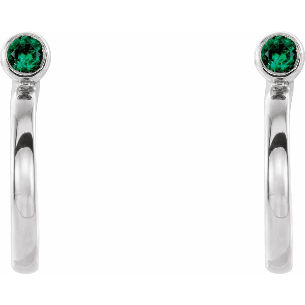 Hierytha Emerald Bezel Set  Diamond Earrings