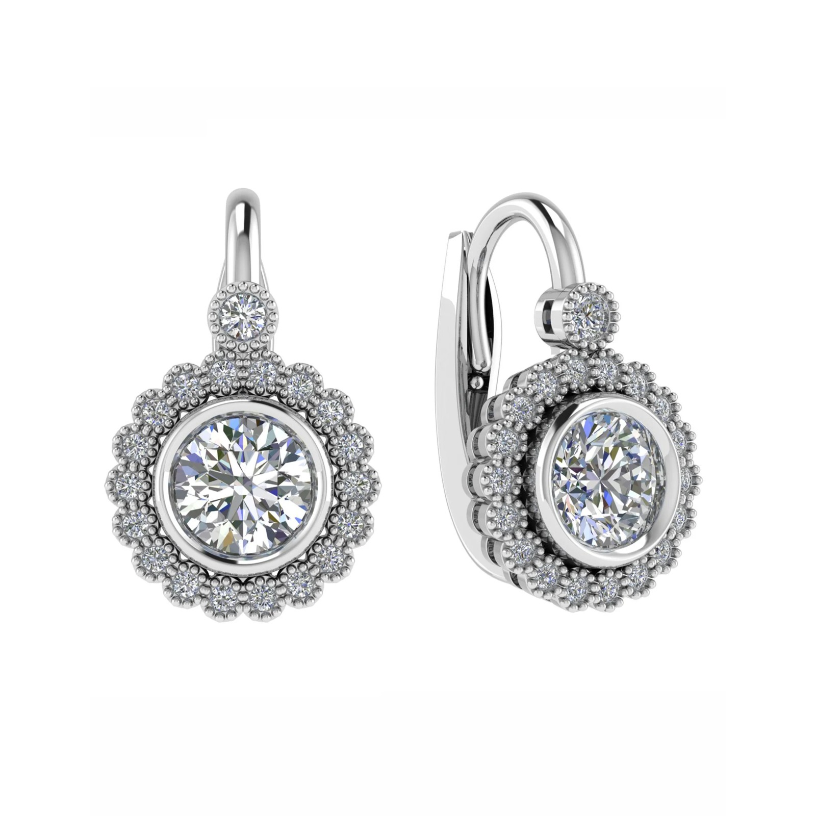 Kelli 0.70 - 2.00 Carat Natural Bezel  Diamond Earrings