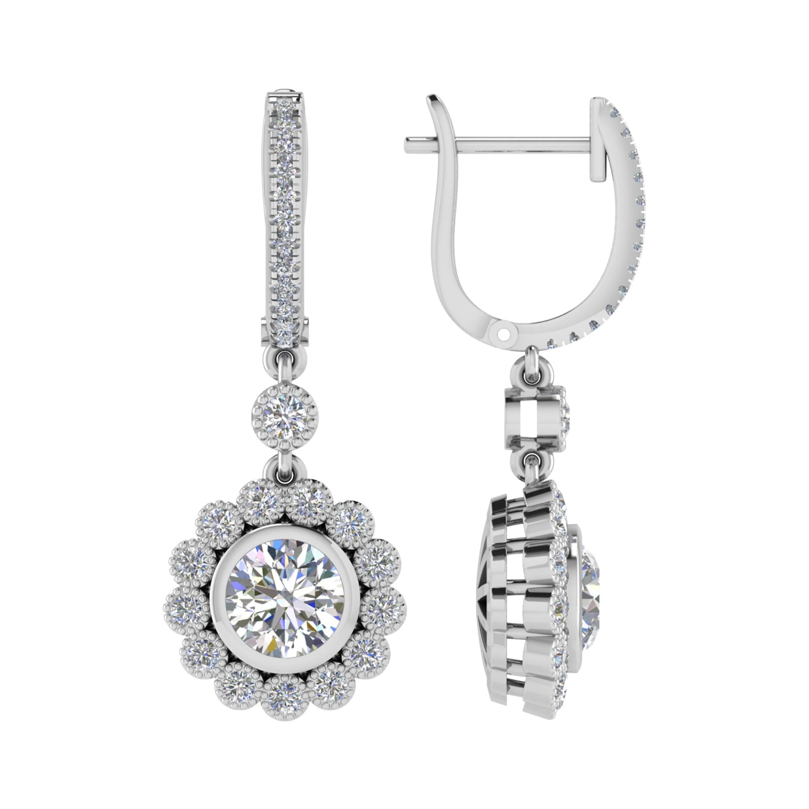Lismely Natural Bezel Set  Diamond Earrings