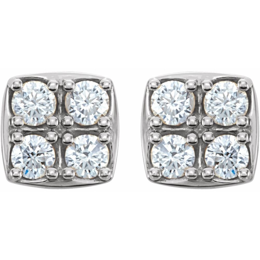 Fantasia Natural 4 Prong Set  Diamond Earrings