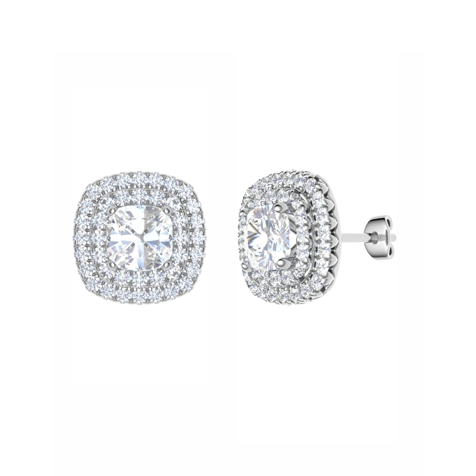 Fancy Natural 4 Prong Set  Diamond Earrings